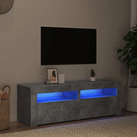 Meuble TV avec lumières LED gris béton 120x35x40 cm 613998613998