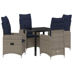 Ensemble de salle à manger pour jardin 5 pcs Noir polyrotin 613999613999