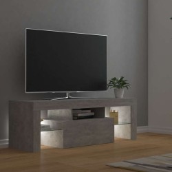 Meuble TV avec lumières LED gris béton 120x35x40 cm 614001614001