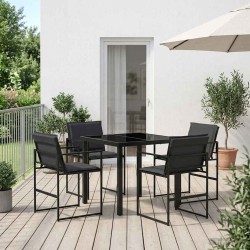 Ensemble de salle à manger pour jardin 5 pcs Noir et Gris foncé 614002614002
