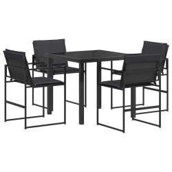 Ensemble de salle à manger pour jardin 5 pcs Noir et Gris foncé 614002614002