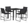 Ensemble de salle à manger pour jardin 5 pcs Noir et Gris foncé 614002614002