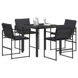 Ensemble de salle à manger pour jardin 5 pcs Noir et Gris foncé 614002614002