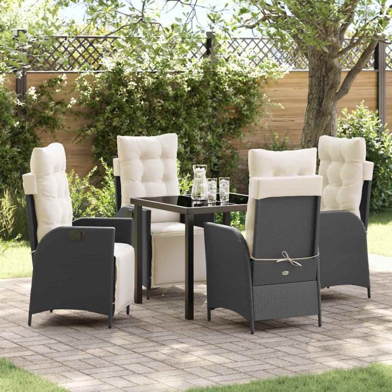 Ensemble de salle à manger pour jardin 5 pcs Noir polyrotin 614009614009