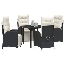 Ensemble de salle à manger pour jardin 5 pcs Noir polyrotin 614009614009