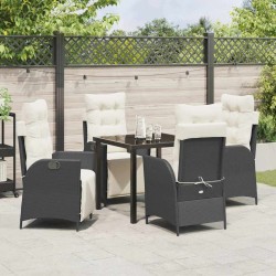 Ensemble de salle à manger pour jardin 5 pcs Noir polyrotin 614009614009