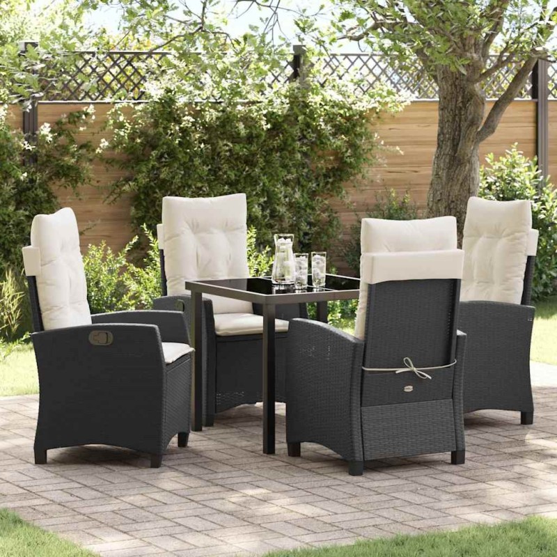 Ensemble de salle à manger pour jardin 5 pcs Noir polyrotin 614015614015