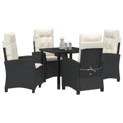 Ensemble de salle à manger pour jardin 5 pcs Noir polyrotin 614015614015