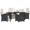 Ensemble de salle à manger pour jardin 5 pcs Noir polyrotin 614016614016