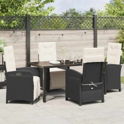 Ensemble de salle à manger pour jardin 5 pcs Noir polyrotin 614016614016
