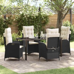 Ensemble de salle à manger pour jardin 5 pcs Noir polyrotin 614017614017
