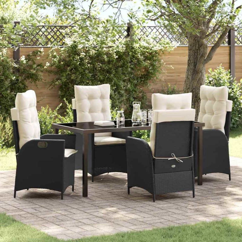 Ensemble de salle à manger pour jardin 5 pcs Noir polyrotin 614017614017