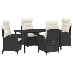 Ensemble de salle à manger pour jardin 5 pcs Noir polyrotin 614017614017