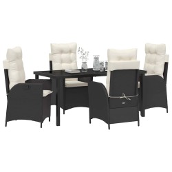 Ensemble de salle à manger pour jardin 5 pcs Noir polyrotin 614017614017