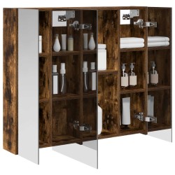 Armoire Miroir de Salle de Bain Chêne fumé 80 x 14.5 x 70 cm 614026614026