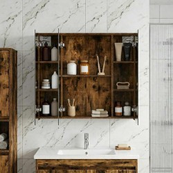 Armoire Miroir de Salle de Bain Chêne fumé 80 x 14.5 x 70 cm 614026614026