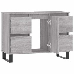 Armoire salle de bain sonoma gris 80x33x60 cm bois d'ingénierie 614029614029