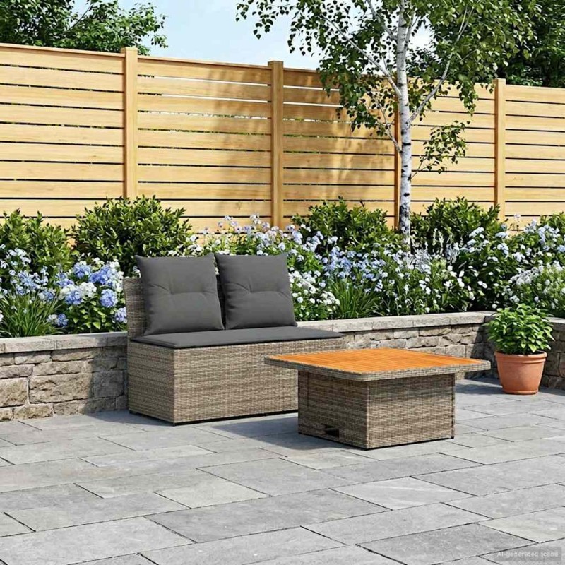 2 Pièce Canapé du milieu de jardin avec table relevable 614033614033