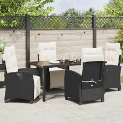 Ensemble de salle à manger pour jardin 5 pcs Noir polyrotin 614034614034