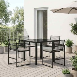 Ensemble de salle à manger pour jardin 5 pcs Noir polyrotin 614035614035