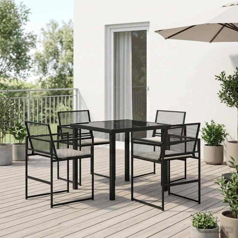 Ensemble de salle à manger pour jardin 5 pcs Noir polyrotin 614035614035