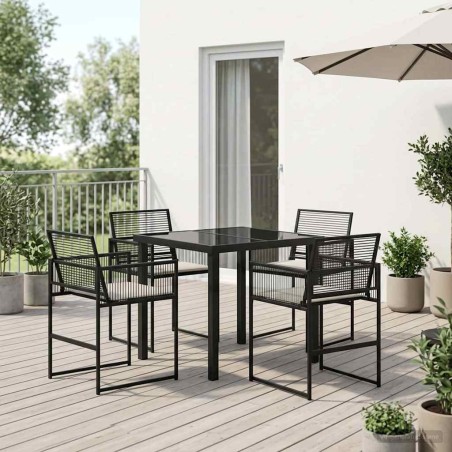 Ensemble de salle à manger pour jardin 5 pcs Noir polyrotin 614035614035
