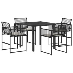 Ensemble de salle à manger pour jardin 5 pcs Noir polyrotin 614035614035