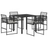 Ensemble de salle à manger pour jardin 5 pcs Noir polyrotin 614035614035
