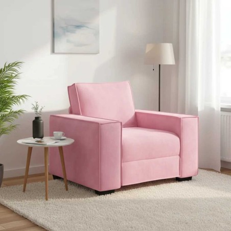 Fauteuil canapé rose 100x78x84 cm velours 614041614041