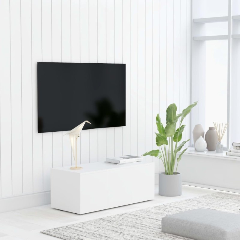 Meuble TV Blanc 80x34x30 cm Bois d'ingénierie 614048614048
