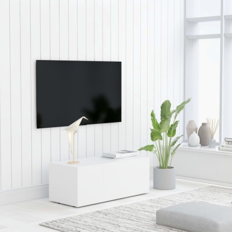 Meuble TV Blanc 80x34x30 cm Bois d'ingénierie 614048614048