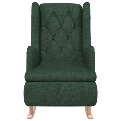 Fauteuil avec pieds à bascule en bois d'hévéa Vert foncé Tissu 614049614049