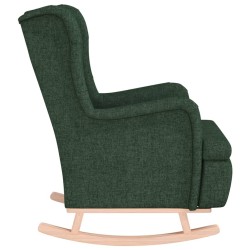 Fauteuil avec pieds à bascule en bois d'hévéa Vert foncé Tissu 614049614049