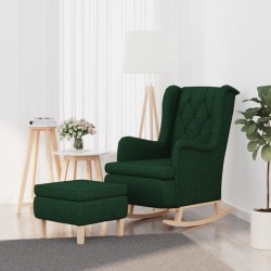 Fauteuil avec pieds à bascule et tabouret Vert foncé Tissu 614050614050