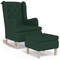 Fauteuil avec pieds à bascule et tabouret Vert foncé Tissu 614050614050