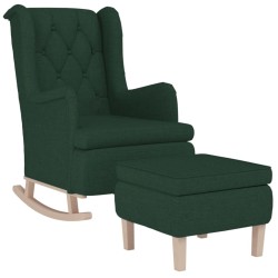 Fauteuil avec pieds à bascule et tabouret Vert foncé Tissu 614050614050