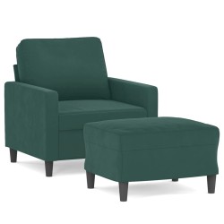 Fauteuil avec repose-pied Vert foncé 60 cm Velours 614052614052