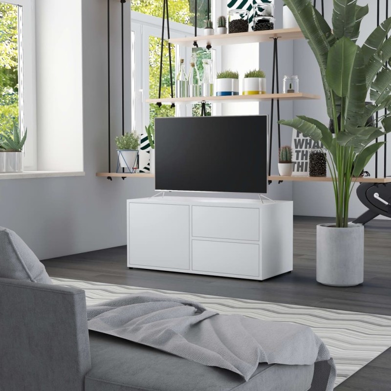 Meuble TV Blanc 80x34x36 cm Bois d'ingénierie 614053614053