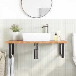 Étagère de vasque murale acier et bois de chêne massif 614056614056
