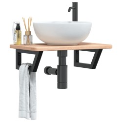 Étagère de vasque murale acier et bois de chêne massif 614058614058