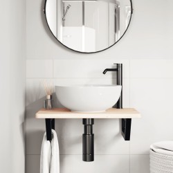Étagère de vasque murale acier et bois de chêne massif 614058614058