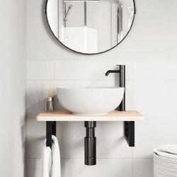 Étagère de vasque murale acier et bois de chêne massif 614059614059