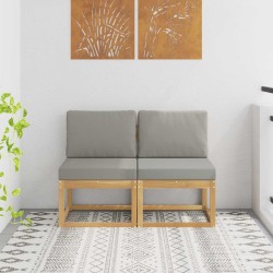 2 Pièce Sofa de milieu extérieur Bois d'Acacia Massif Blanc 614064614064