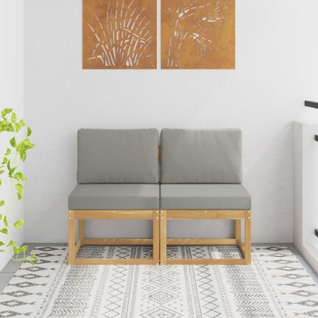2 Pièce Sofa de milieu extérieur Bois d'Acacia Massif Blanc 614064614064