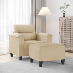 Fauteuil avec repose-pied Crème 60 cm Tissu microfibre 614065614065
