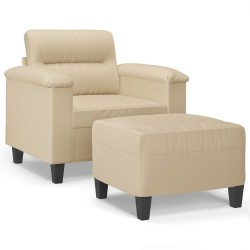 Fauteuil avec repose-pied Crème 60 cm Tissu microfibre 614065614065