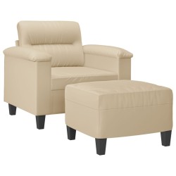 Fauteuil avec repose-pied Crème 60 cm Tissu microfibre 614065614065