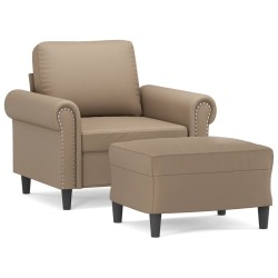 Fauteuil avec repose-pied Cappuccino 60 cm Similicuir 614066614066