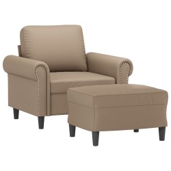 Fauteuil avec repose-pied Cappuccino 60 cm Similicuir 614066614066