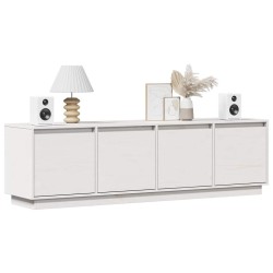 Meuble TV Blanc 156x37x45 cm Bois de pin massif 614067614067